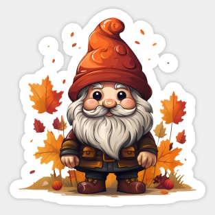 Cute Fall Gnome, Autumn Leaves, Pumpkin, Fall Vibes Sticker